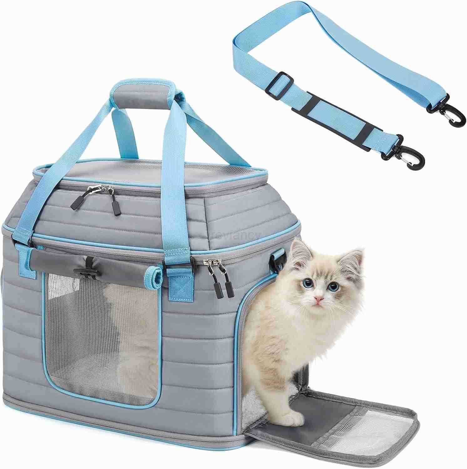 Pet Carrier NOBLE DUCK Airline Approved Pet Travel Bag for CatsDogs Up to 20 Lbs SoftSided MultiSided Breathable with AntiEscape Zipper Privacy CurtaW