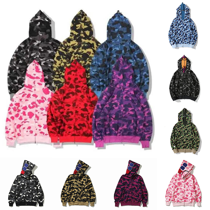 Designer cotton hoodie mens shark hoodies fashion sharks hoody sweatshirt casual loose long sleeve full zip up overshirt print hooded sweatshirts