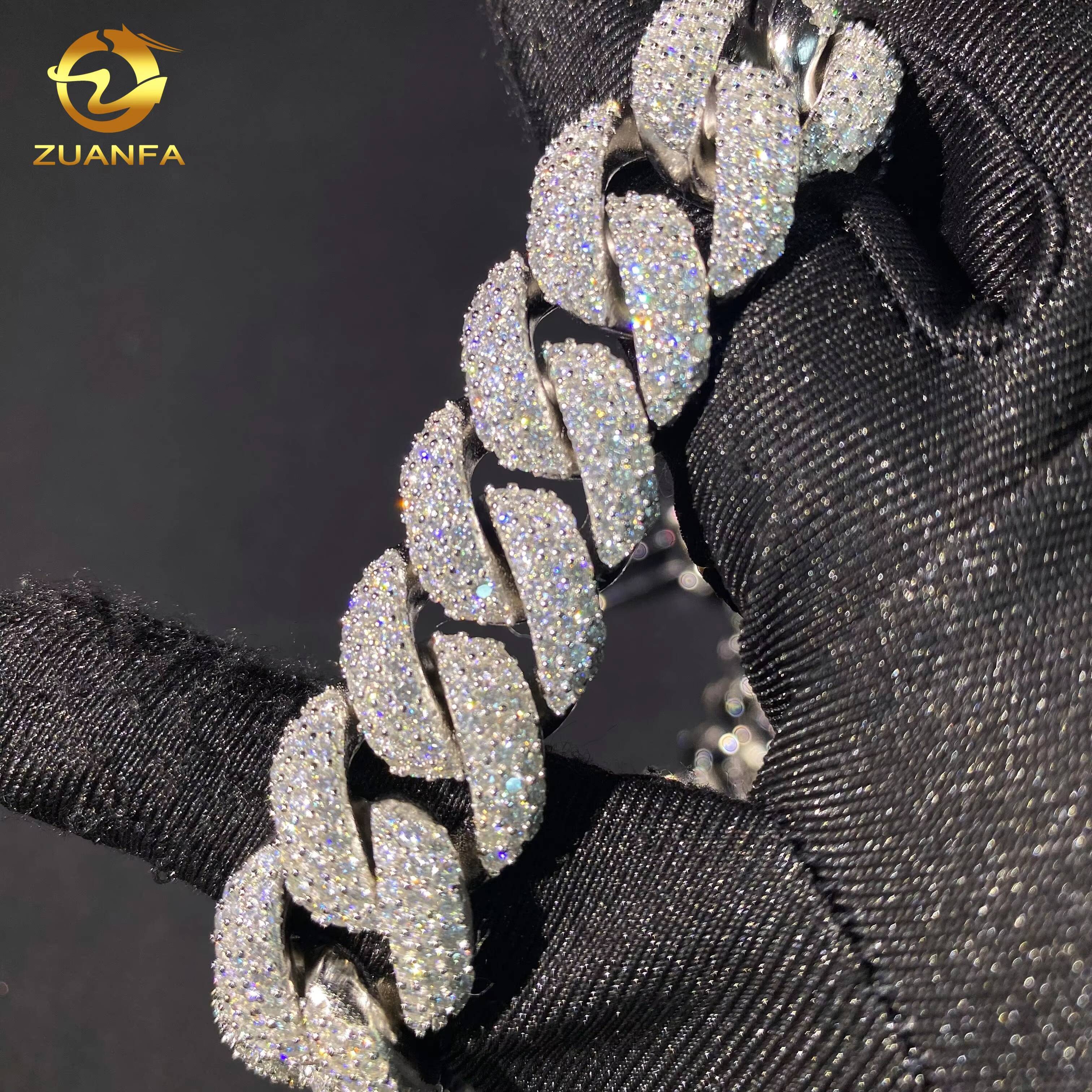 Hot Sale16mm 3rows Iced Out Diamond Hip Hop Jewelry Necklace 925 Silver VVS D Moissanite Miami Cuban Link Chain Necklace