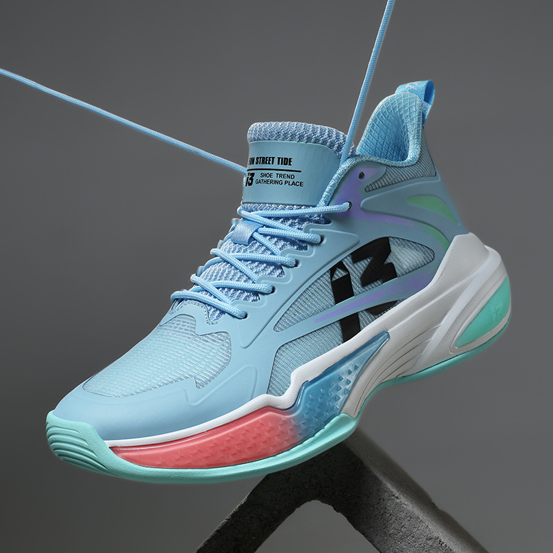 Free Shipping Practical basketball shoes with high top mesh breathable wear-resistant anti slip sports shoes high school basketball training shoes for