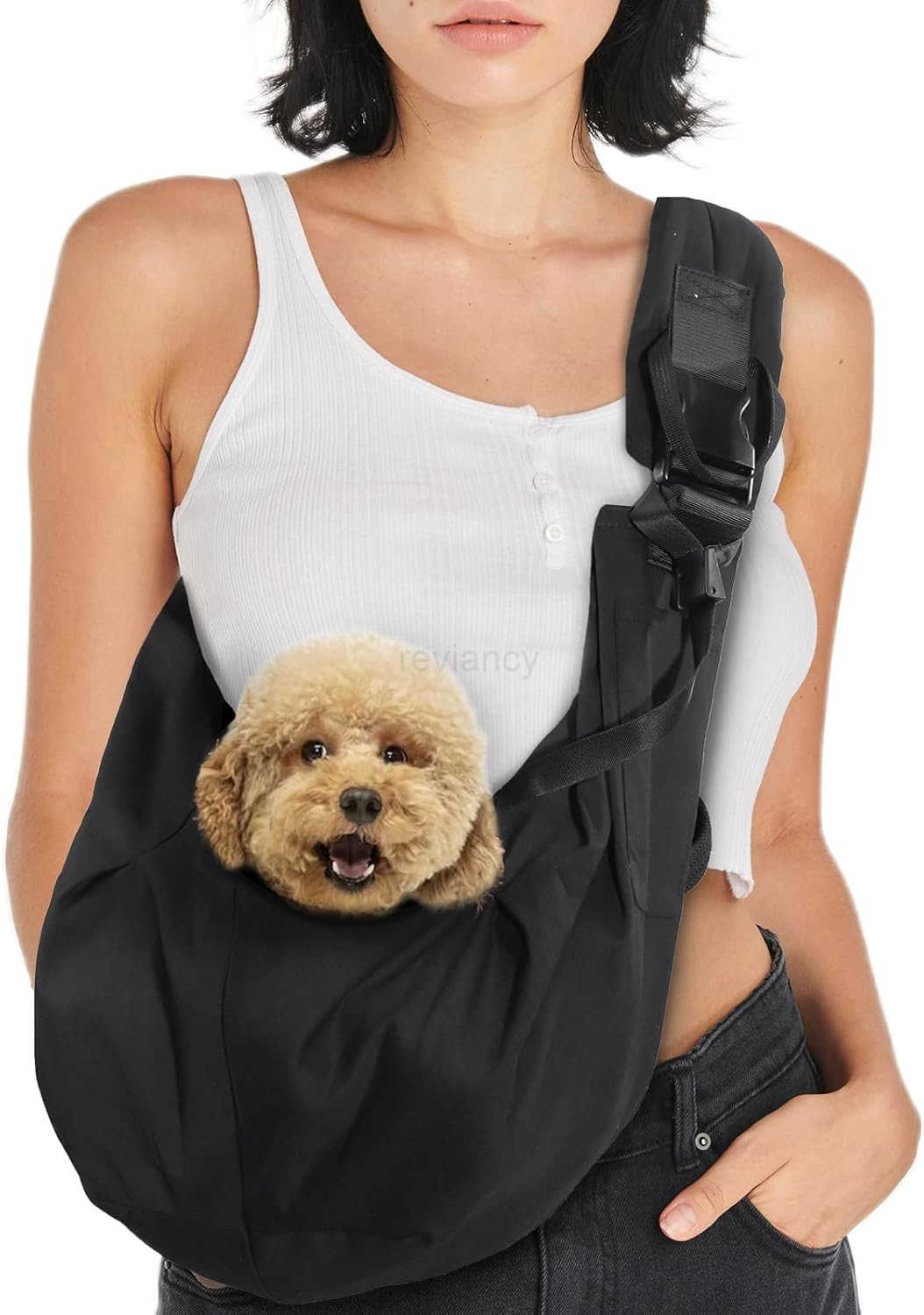 Dog Sling for Small Dog Cats Under 15lbs HandsFree Crossbody Pet Carrier with Adjustable Padded Strap Extra Pocket Safe Soft Pouch Bag for Puppies Wal