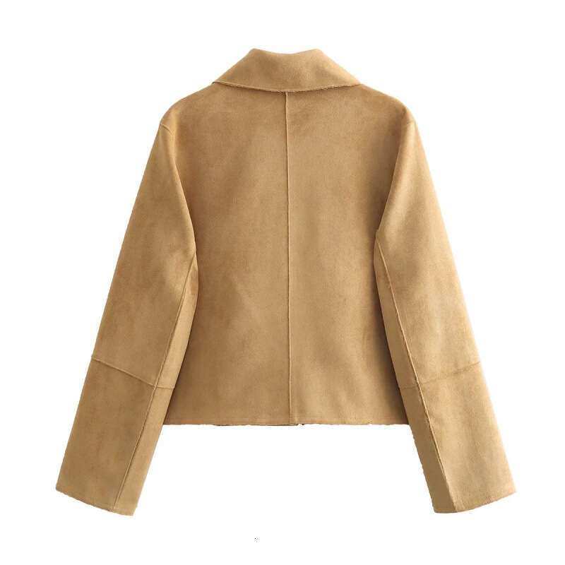 DHEssentials 2024 Autumn New Fashion Double Pocket Small Chanel Style Suede Jacket Coat Women Top A14035
