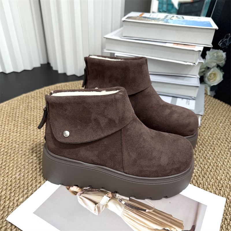 Designer shoes free shipping 2025 Winter New Versatile Boken Shoes with Velvet Warm Flat Casual Short Boots for Women brown khaki