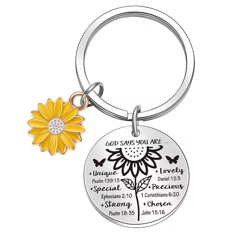 Suower suowe Daisy Pendant Friend Birthday Thanksgiving Gift Stainless Steel Keychain