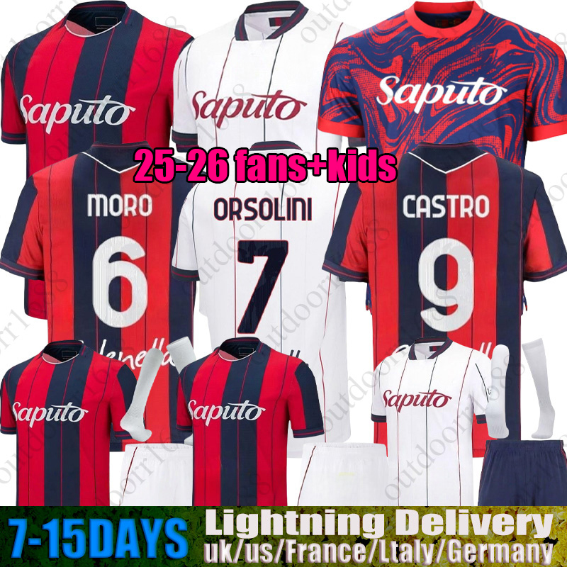 25 26 Bologna Soccer Jerseys CASTRO AEBISCHER MORO FREULER ORSOLINI CAMBIAGHI NDOYE DALLINGA FERGUSON FABBIAN Men Kids Kit Sets football