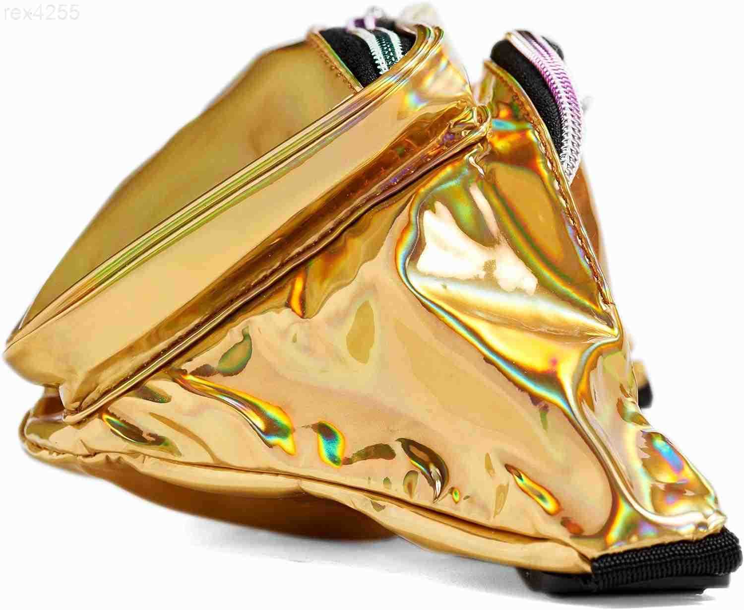 80s Holographic Rave Gold Fanny Pack For Festival Women Girls Cute Fashion Waist Bag Belt Bags GoldW250912