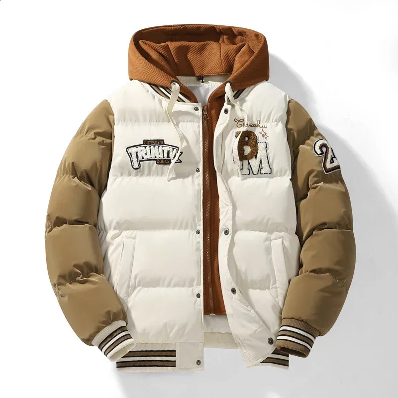Winter Baseball Jacket Embroidered Youth Coat Outdoor 2piece Mens Sports Hooded Cotton Jacket Plus Size 250910