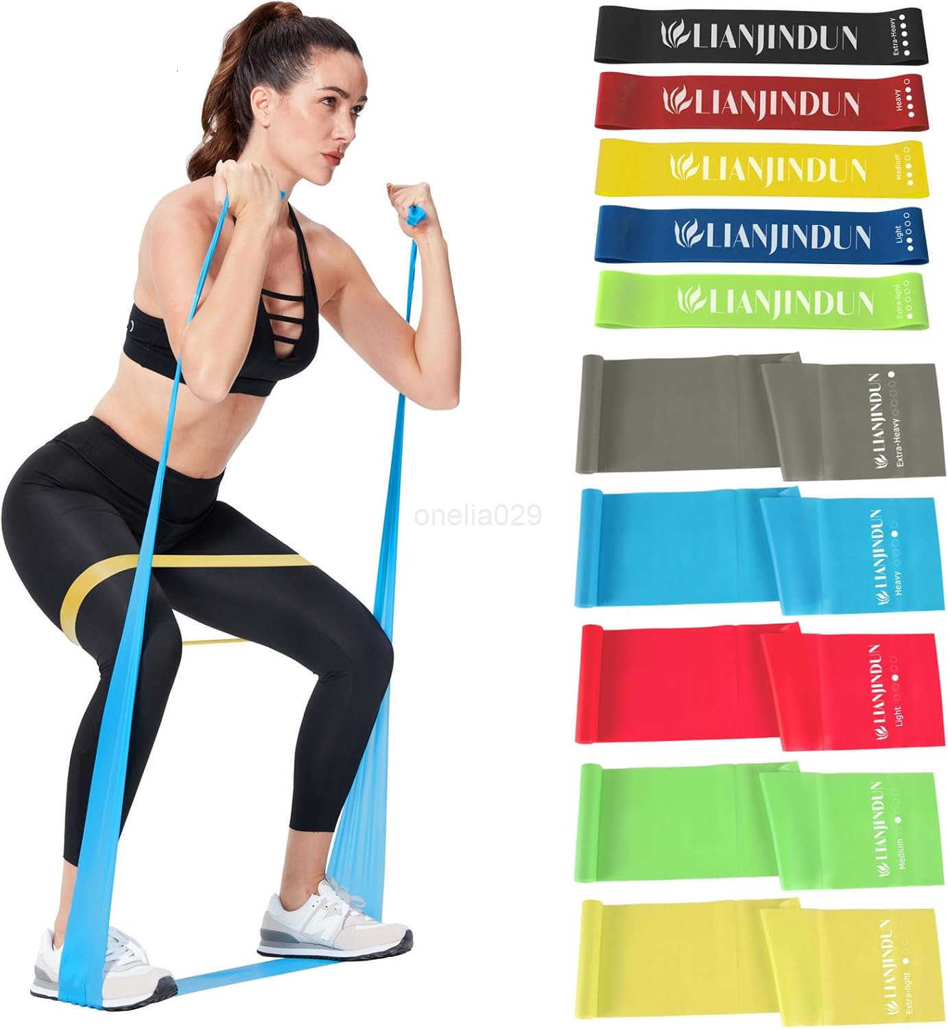 Professional 5 Pcs Long Resistance Bands and 5 Pcs Loop Bands LatexFree Work Out Bands Stretch Bands for Working Out Women or Men Exercise Bands Set f