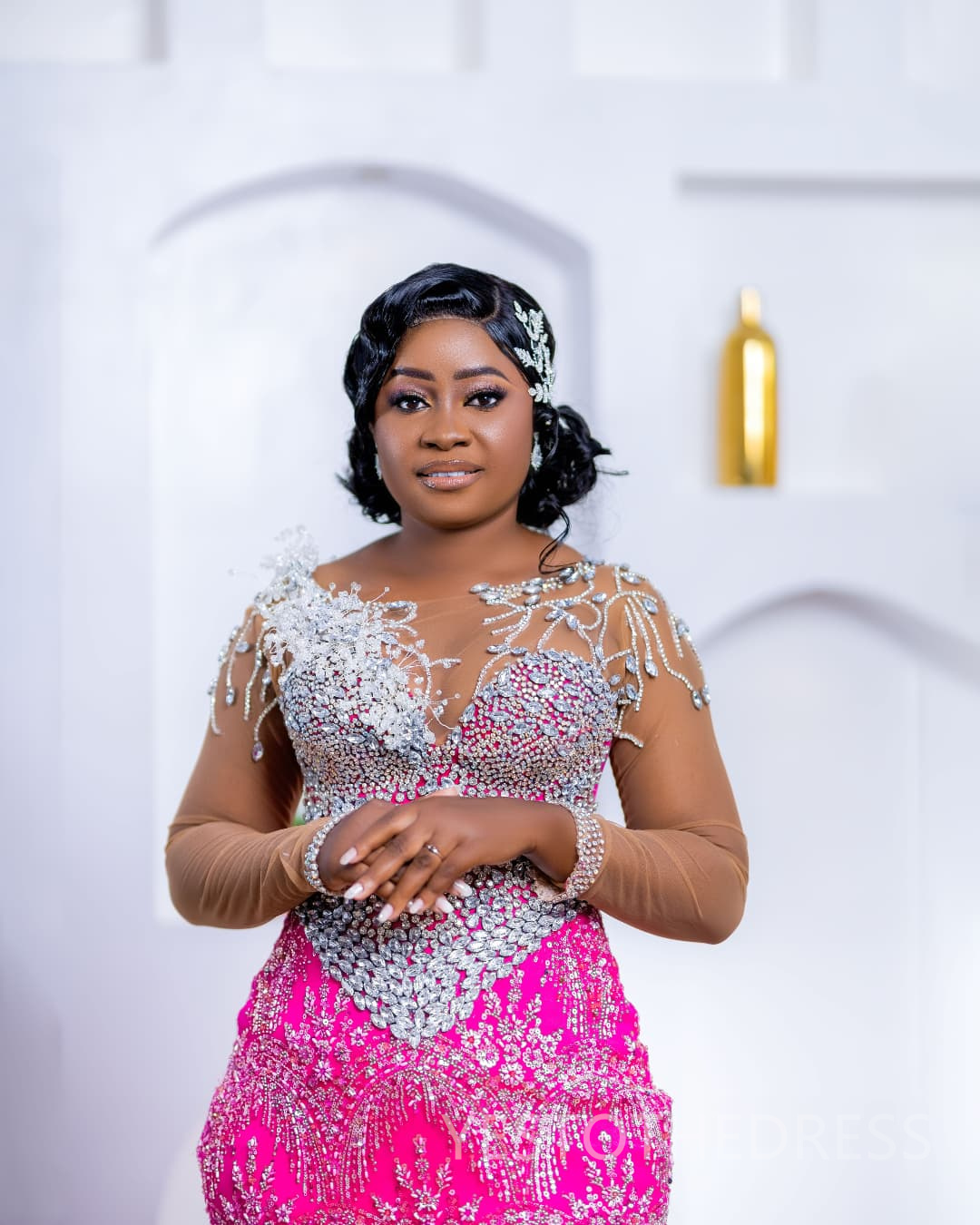 2025 Mermaid Aso Ebi Fuchsia Prom Dresses For Black Women Detachable Train Formal Gowns Beaded Lace Sheer Neck Flora Birthday Second Reception Gown AM