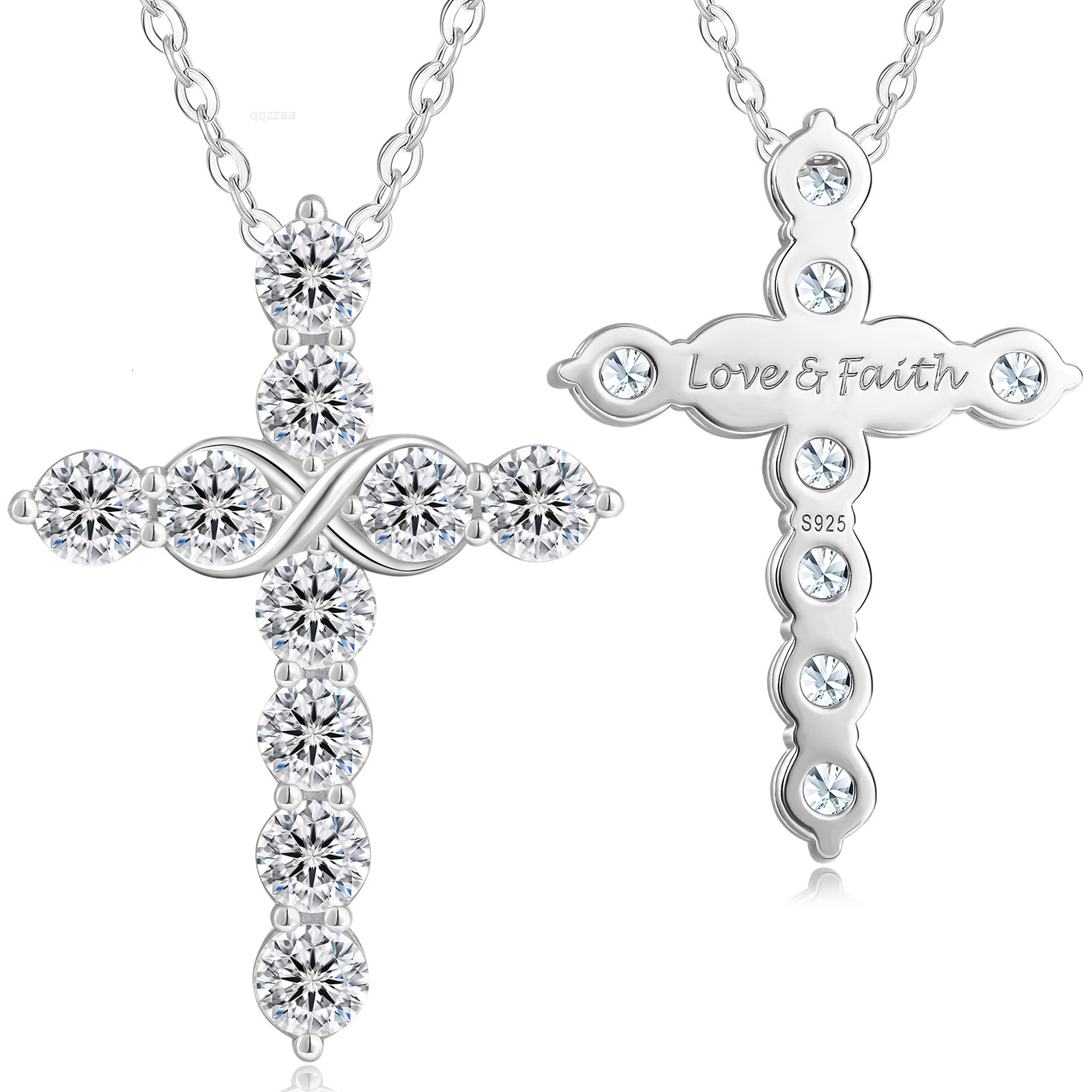 Dainty Moissanite Cross Jewelry Gifts Women MEN 925 Sterling Silver VVS1 Lab Created Moissanite Diamond Faith Pendant Necklace