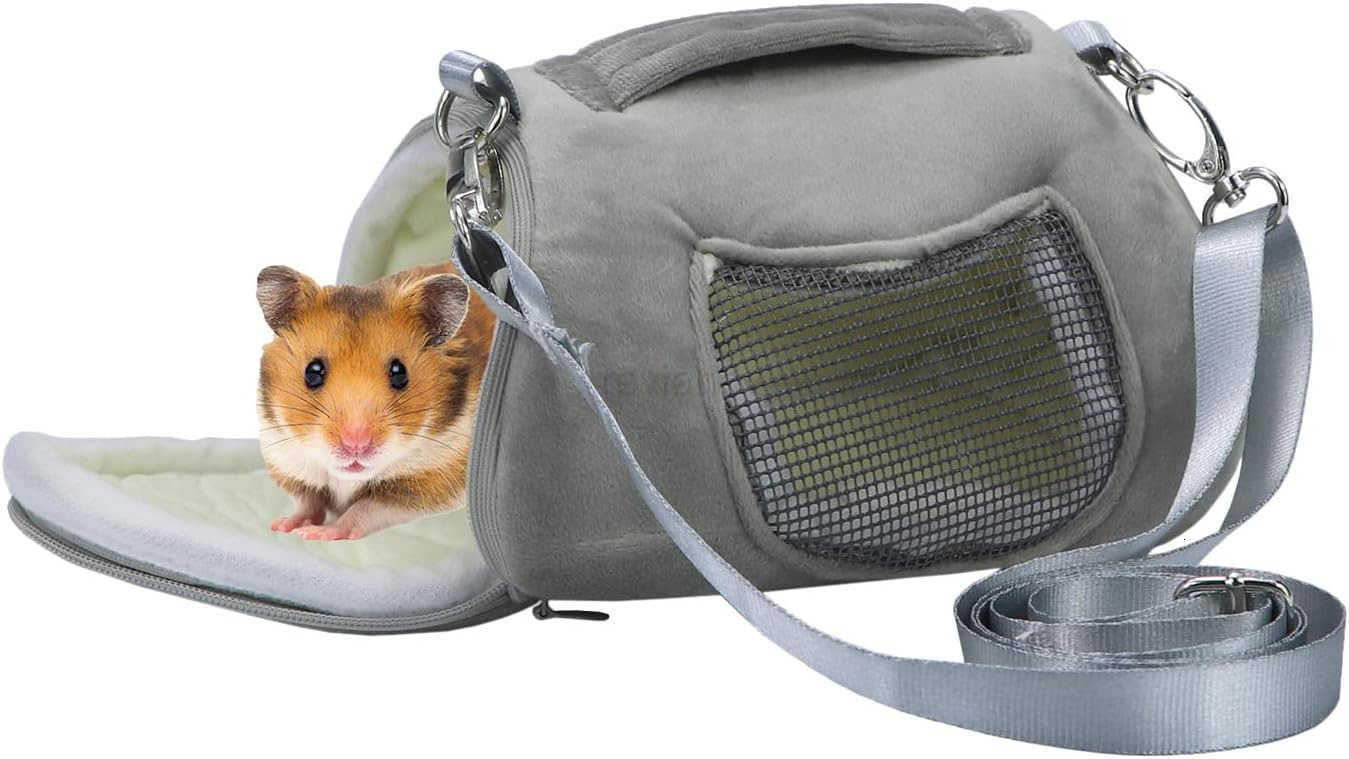 Hamster Travel Carrier Portable Outgoing Breathable with Adjustable Shoulder Strap Pet Carrying Bag for Sugar Glider Hamster Rat ChipmunkW250911