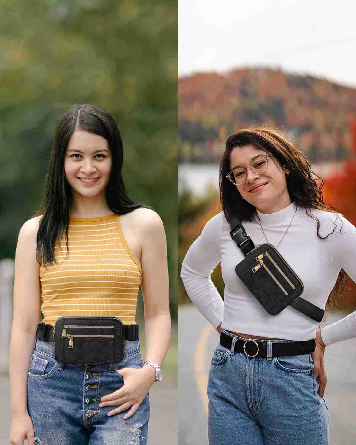 Fanny Packs for Women FAshion Waist Packs Bag with Adjustable Strap and 4 Zipper Pockets Waterproof Everywhere Crossbody Belt Bag for Workout Running 