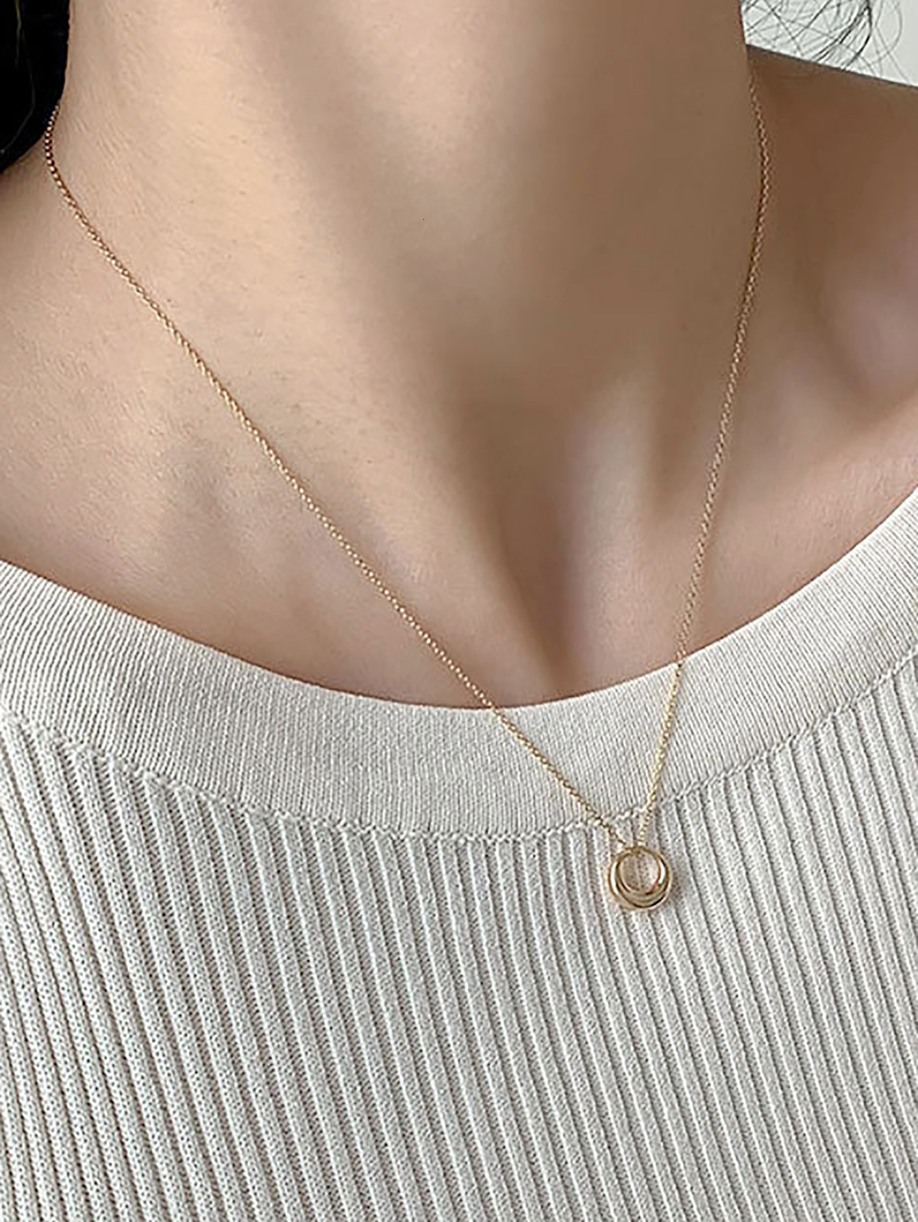 Niche Alloy Circle Simple Necklace Women's Accessories Gift for Daily Use