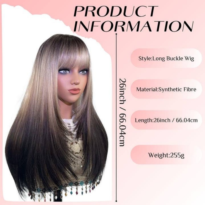 Multiple Colors 26 Inch Synthetic Wig, Full Machine Made with Hand Tied Long Straight Hair