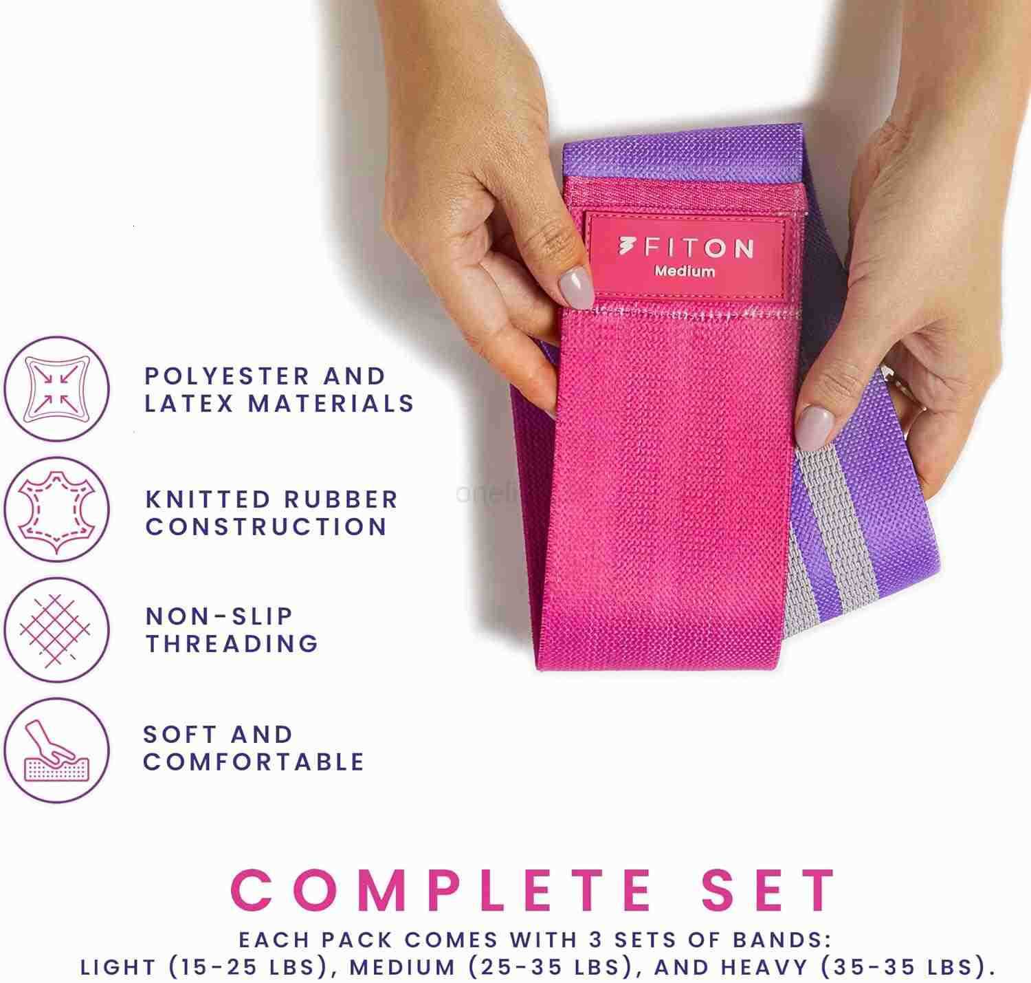 Resistance Bands for Workout NonSlip Rubber Stretch and Hip Bands with Knitted Rubber 3 Resistance Levels Elastic Exercise Gear for Thighs Butt Home F