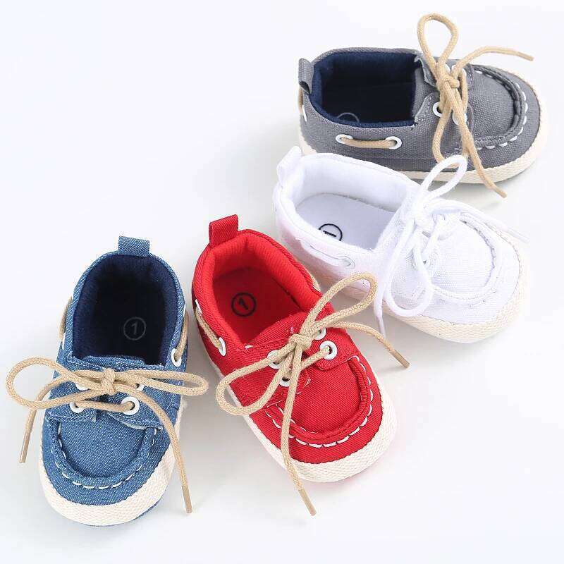 Classic Canvas Baby for Boys 0-1 Year Old Lace-Up Spring Autumn Soft Sole Comfortable Casual Walking Shoes