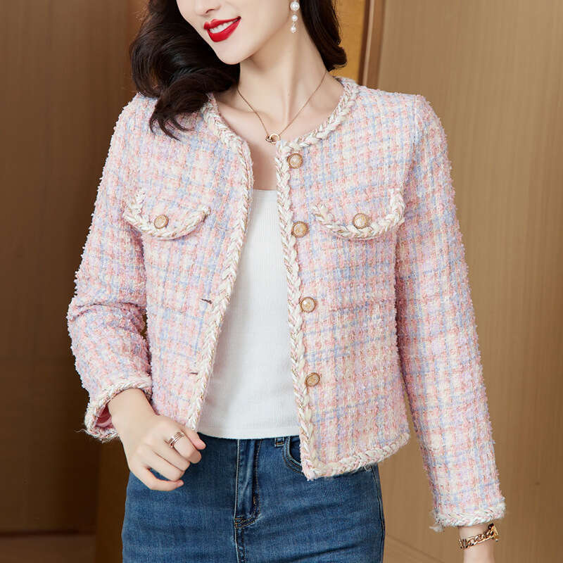 DHEssentials Elegant Socialite Short Chanel Style Coat for Women 2025 Autumn New French Slim Tweed Petite Top