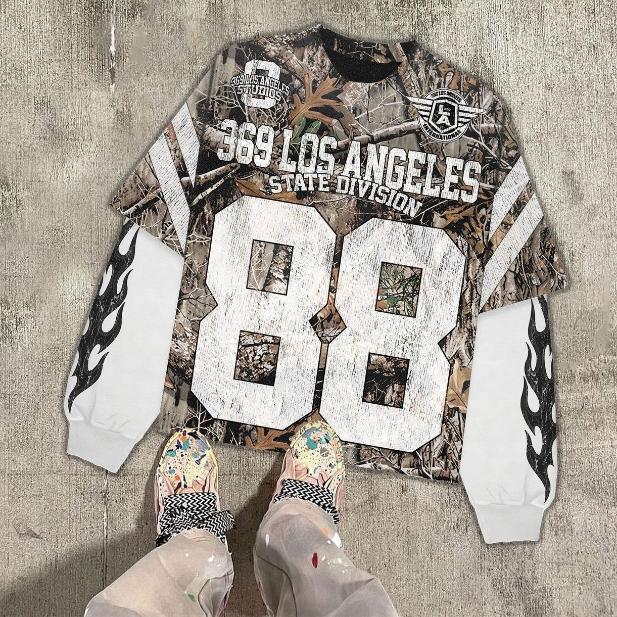 Designer Men's T-Shirt Y2K Sports Shirt Male Gothic Oversize Camouflage Leaf pattern Long Sleeves T Shirt Hip Hop Sweatshirt Streetwear