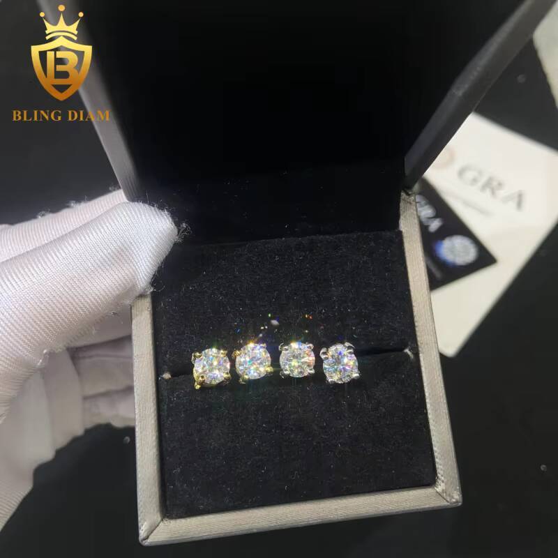 Fashion Hip Hop Earring 65mm VVS1 Iced Out Moissanite Diamond Earrings 925 Sterling Silver Earrings with GRA Certification