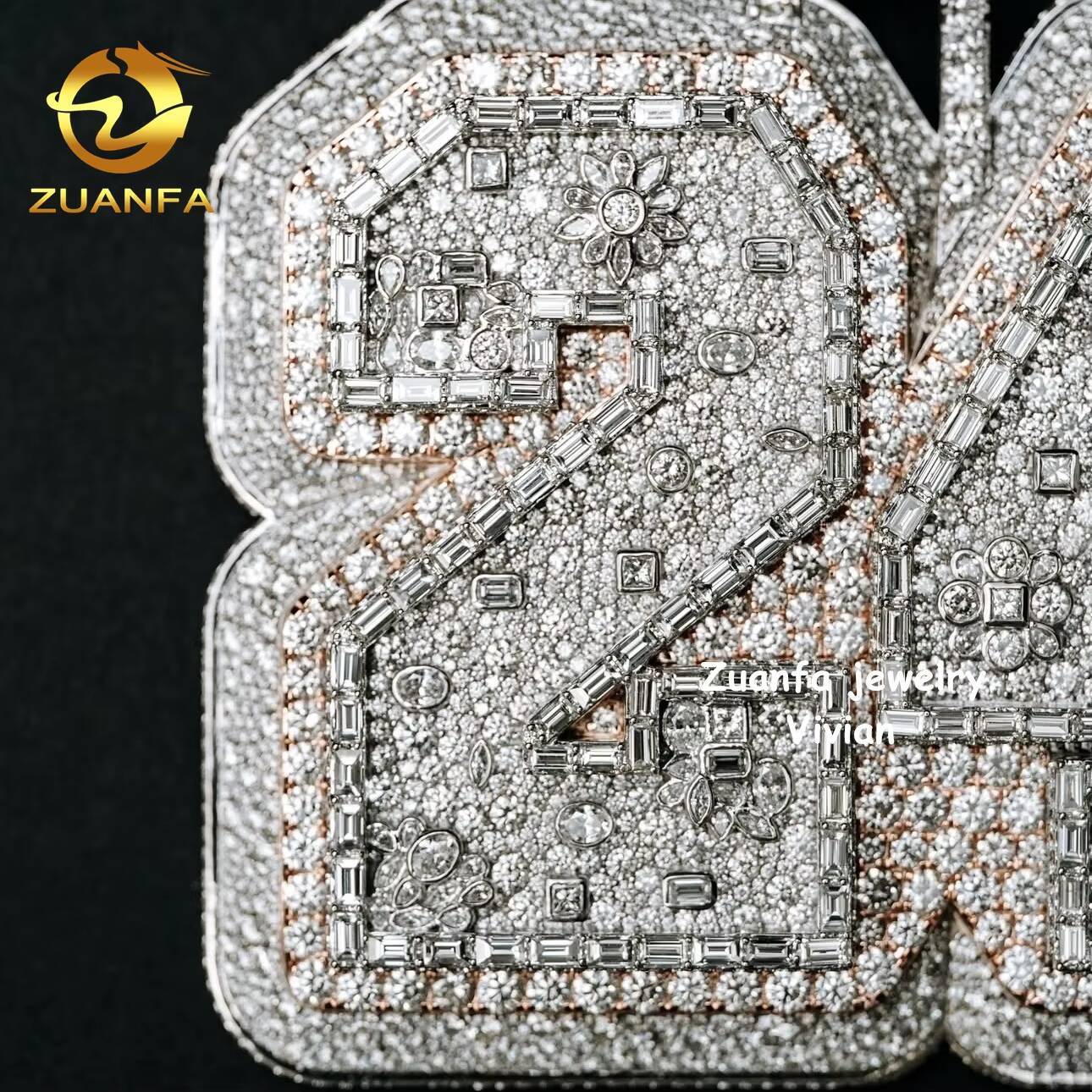 3inches Custom Iced Out Sterling Silver 925 VVS Moissanite Diamond Hip Hop Chain Pendant