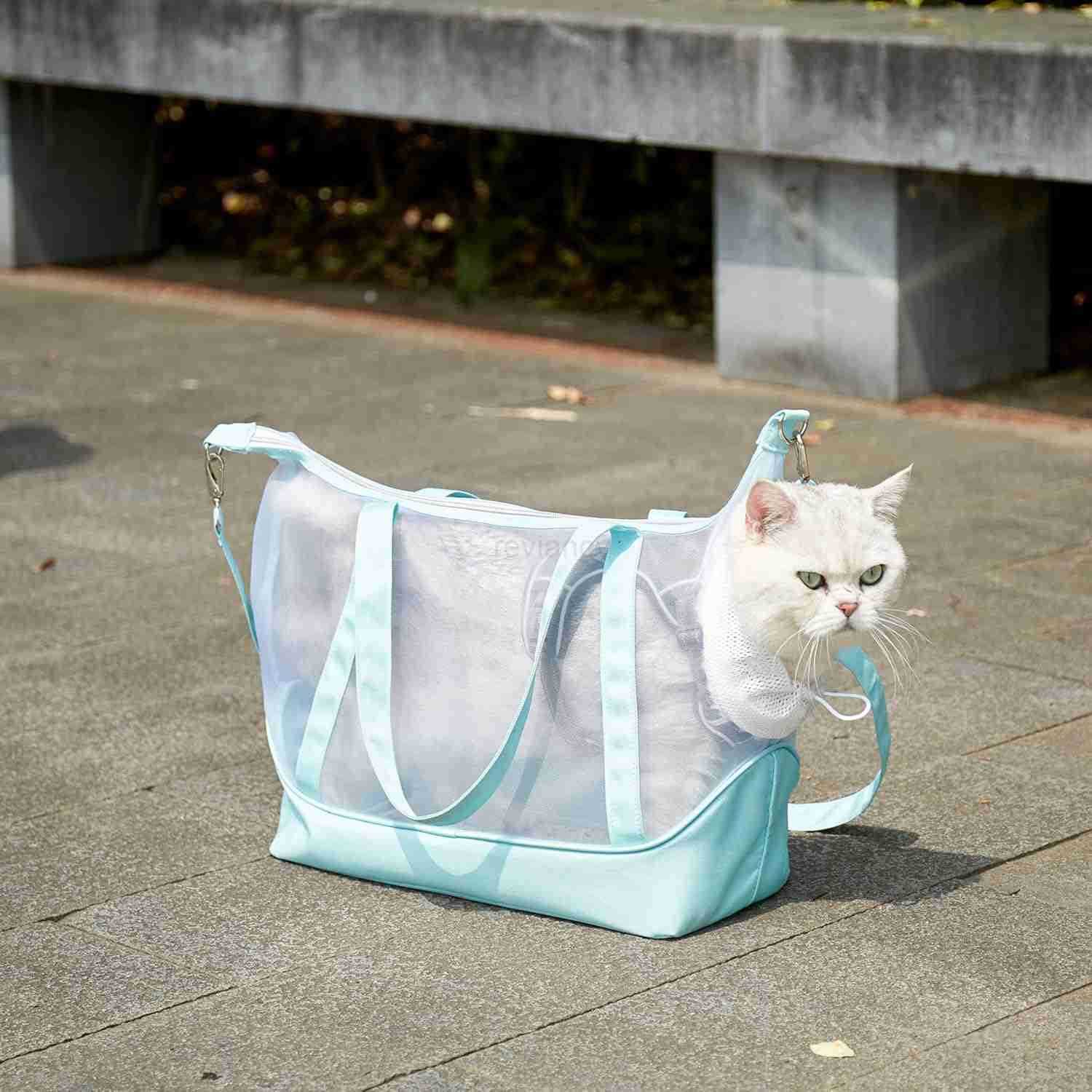 Cat Sling CarrierMesh Cat Carrier Pouch Lightweight Breathable Dog BagSoft Pet Purse Adjustable Window 2in1 Shoulder Strap for Small CatsDogs 311lbs M