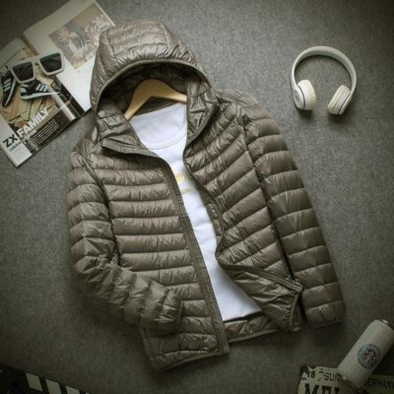 Winter Light cotton jacket Mens Fashion Hooded Short Large Ultrathin Lightweight Youth Slim Coat 250911