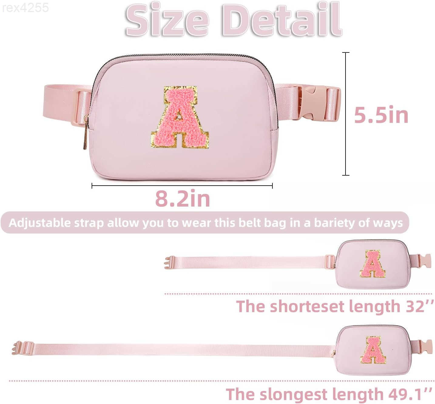 Crossbody Belt Bag for Women Large Capacity Waterproof Fanny Pack with Back Zipper Pocket Travel Waist Pack 55x82 inches PinkW250912