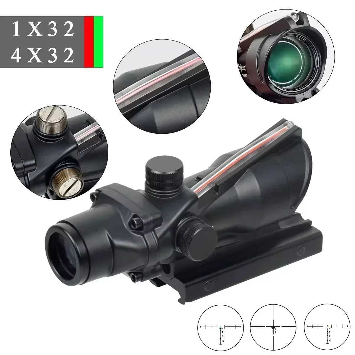 Scope ACO 1x32 4X32 Tactical Green Red Dot Sight With RM Real Fiber Optic Riflescope For Rifle Hunting 20mm Picatinny Rail C250912