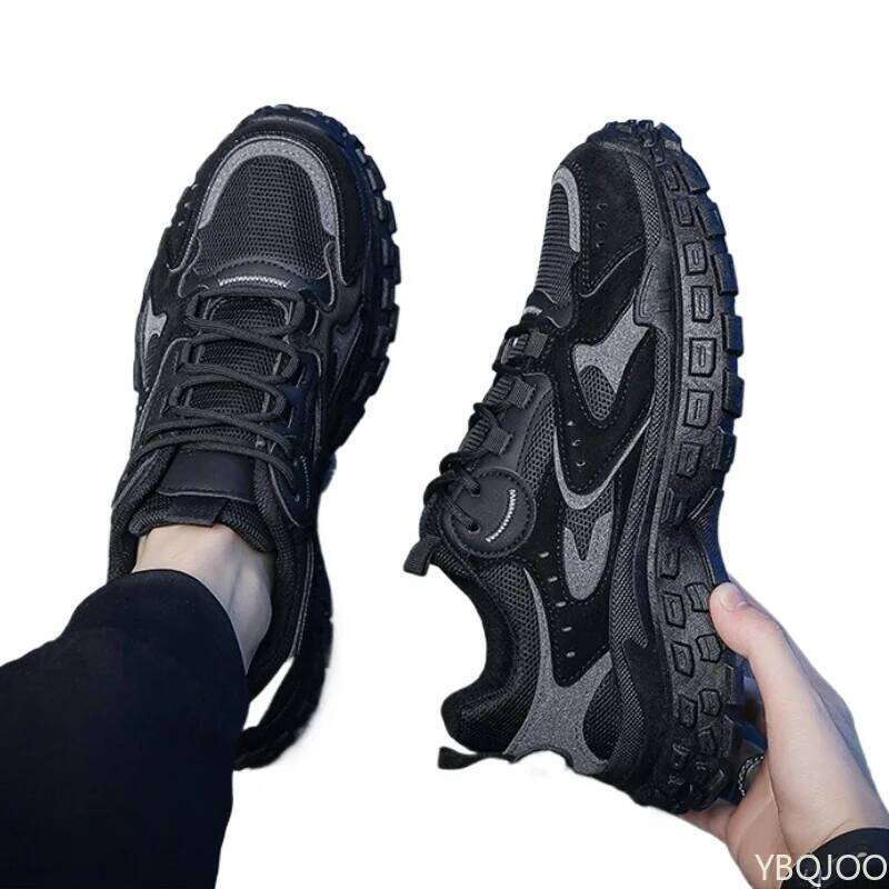 Men's spring breathable mesh sports thick sole non slip casual running simple comfortable trendy shoes