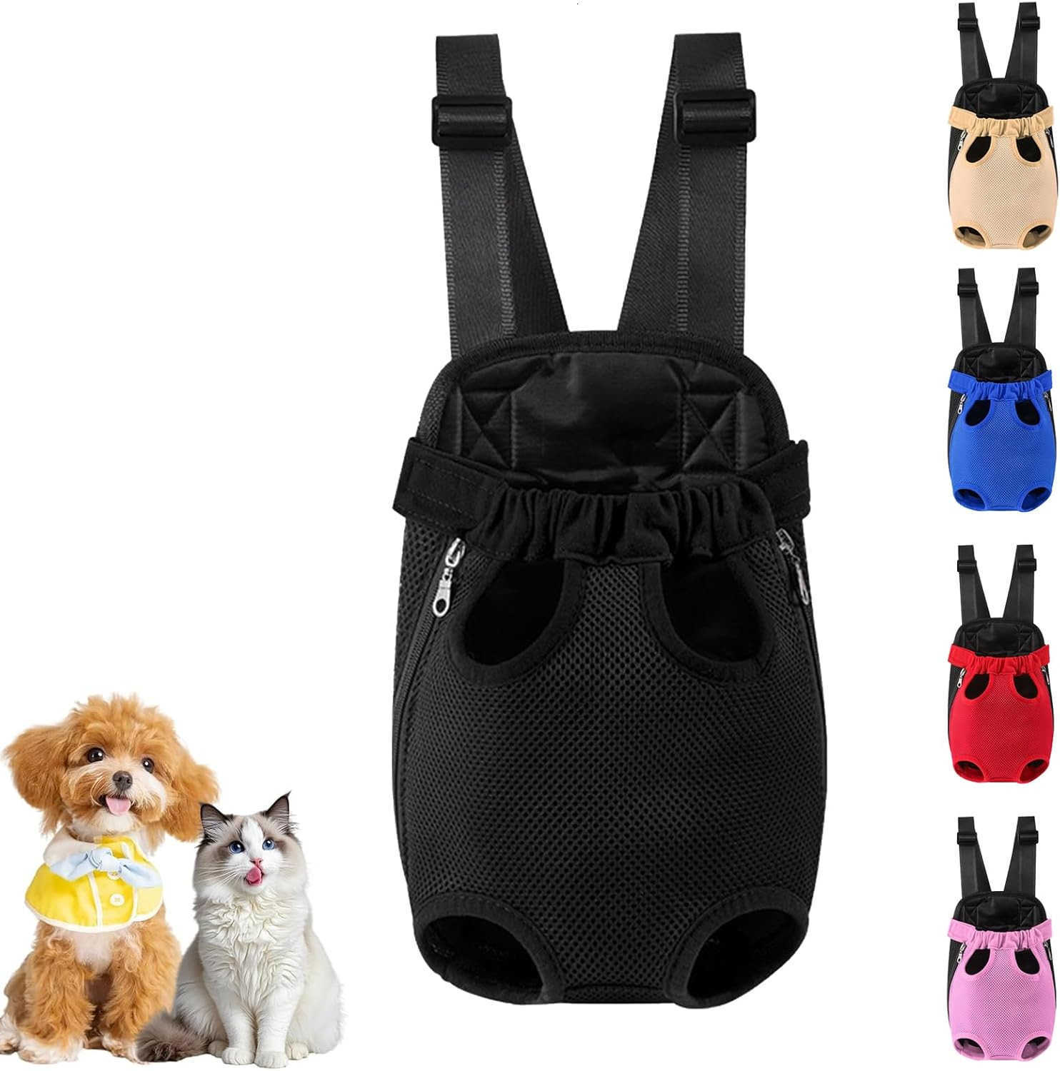 Dog Carrier Backpack Adjustable Puppy Front Carrier Backpack Ventilated Dog Chest Carrier for Hiking Camping Travel Sling Bag for Small Medium Dog Cat