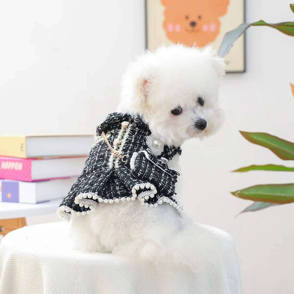 Dog dresses Little Luxe Pet Puffer Dress with Backpack Cozy Winter Outfit for Small Dogs Puppies Elegant Princess Costume Snap Button