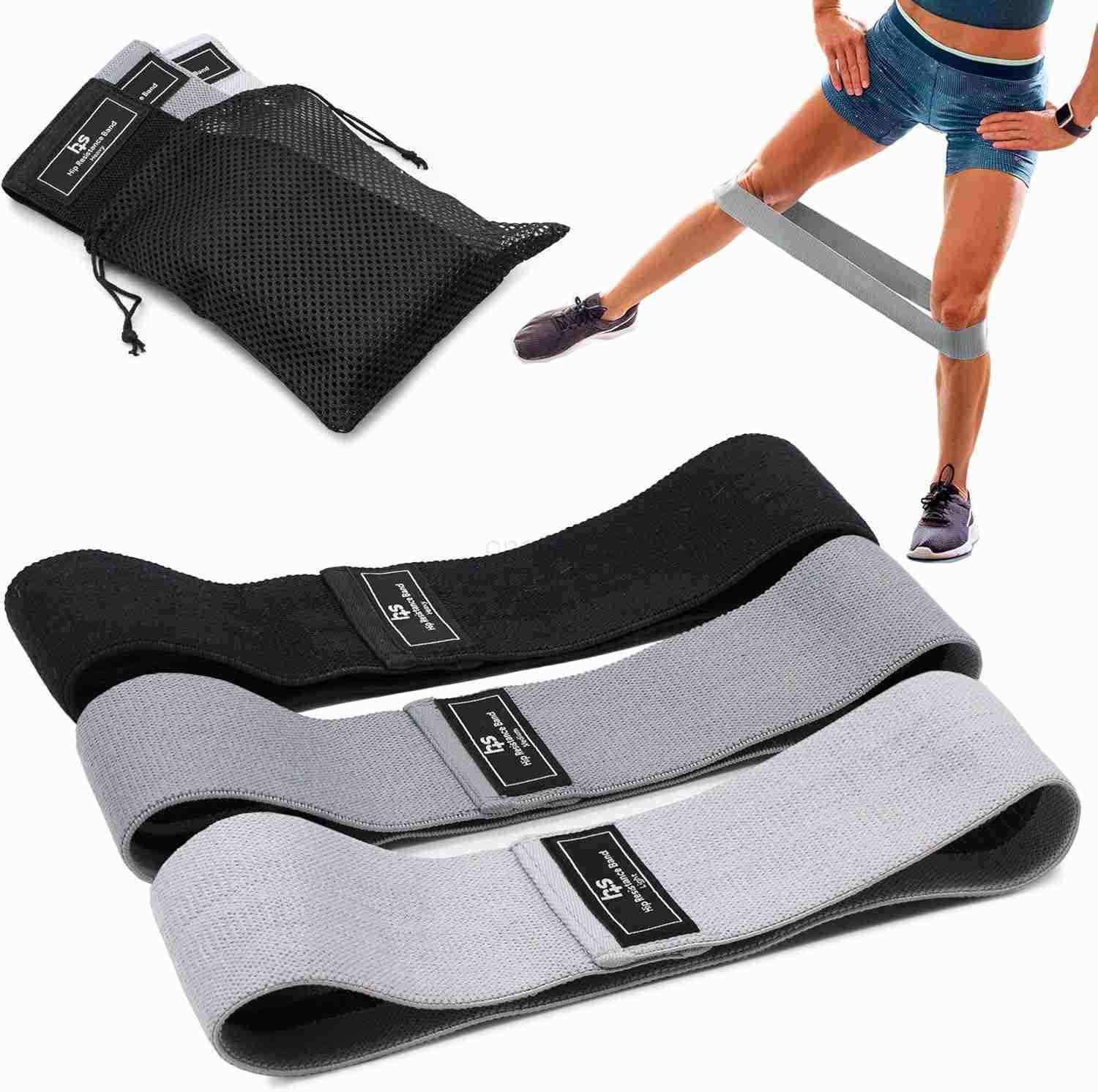 Healthsmart Fabric Resistance Bands Targets Abs Glutes Quads Calves Hamstrings 3 Bands with Variable Resistance Levels Minimum 15lbs and Maxes at 70lb