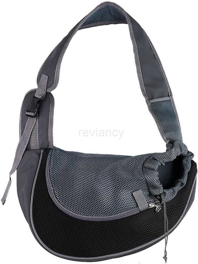 Pet Dog Sling Carrier Hand Free Drawstring Dog Papoose with Adjustable Strap Breathable Mesh Bag for Puppy Cat Crossbody Satchel Dog Purse with Pocket