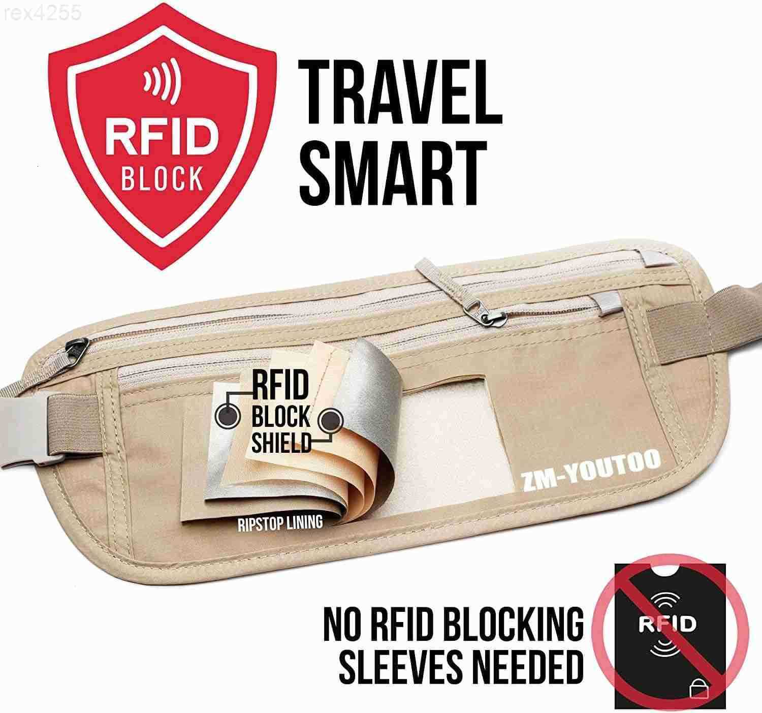 Money Belt for Travel Hidden Travel Pouch Protect Your Credit and Money With RFID Blocking Passport Holder Waist Wallet KhakiW250912