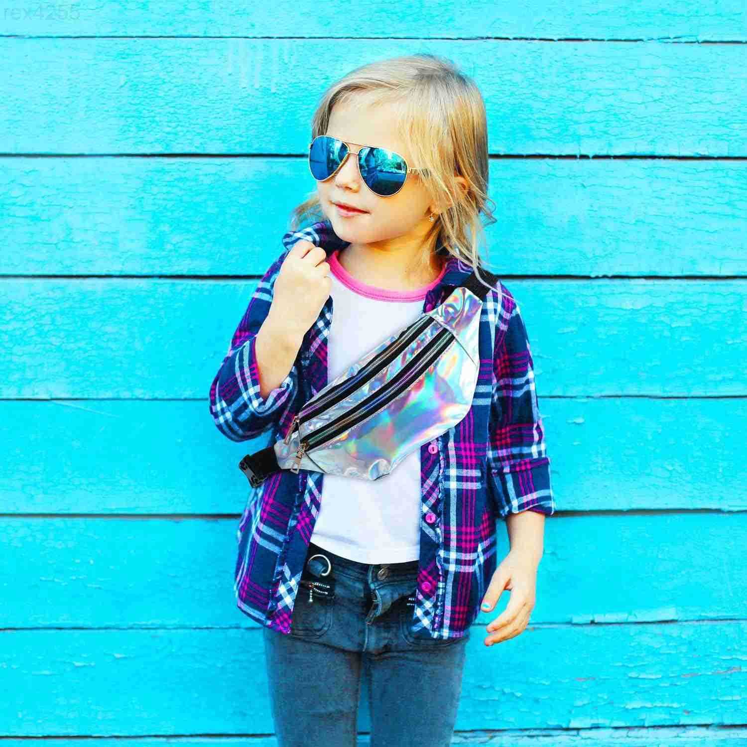 2 Pieces Holographic Fanny Pack for Women Colorful Sport Waist Bag PackW250912