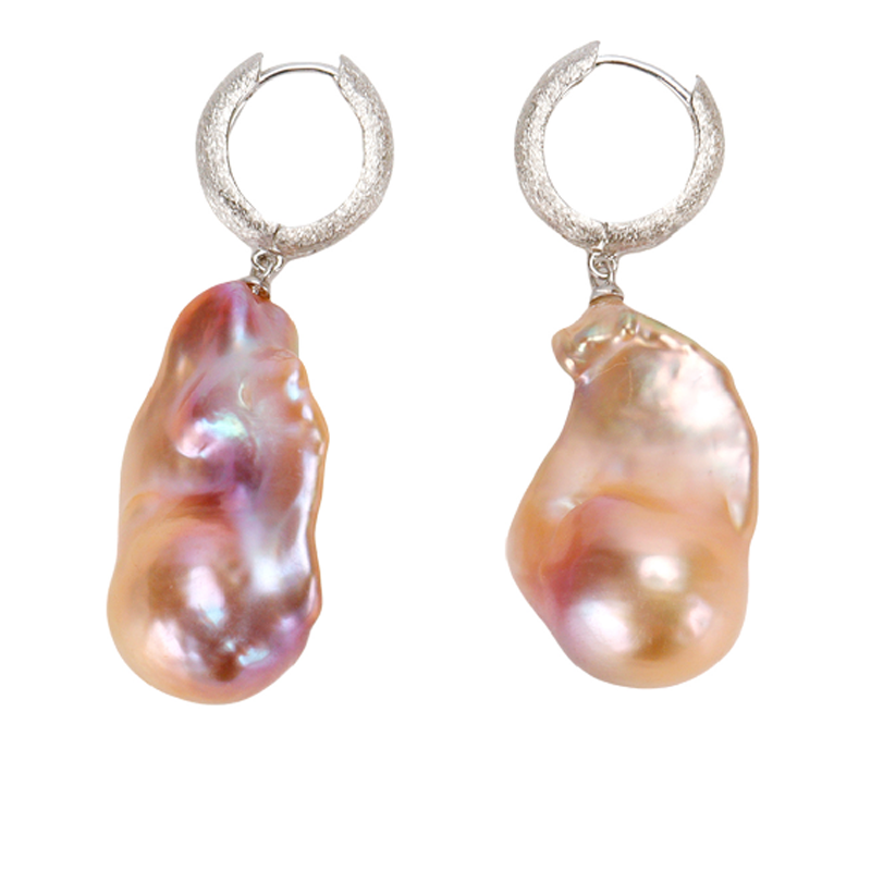 Natural Freshwater Baroque Pearl Earrings Sterling Silver Freshwater Pearl Hooks Stylish and Versatile Anniversary Gift