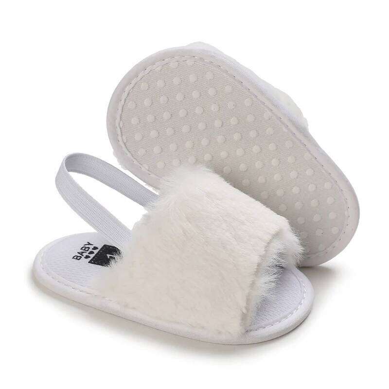 Elastic straps, soles, anti slip slippers, soft and comfortable synthetic fur baby sandals