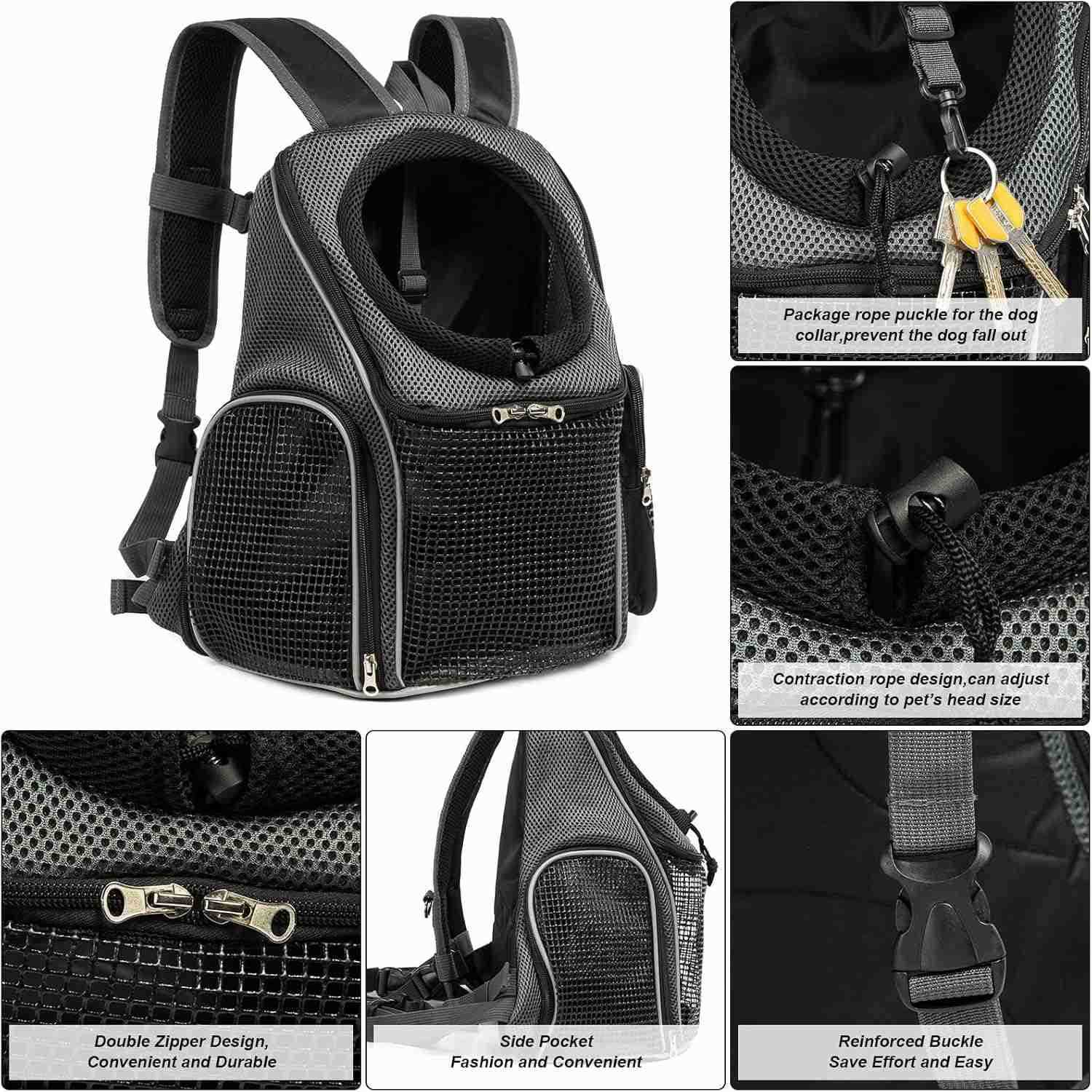 Pet Front Carrier Dog Backpack Adjustable Pet Front Cat Dog Carrier Backpack Travel Bag EasyFit for Traveling Hiking Camping for Small Medium Large Do