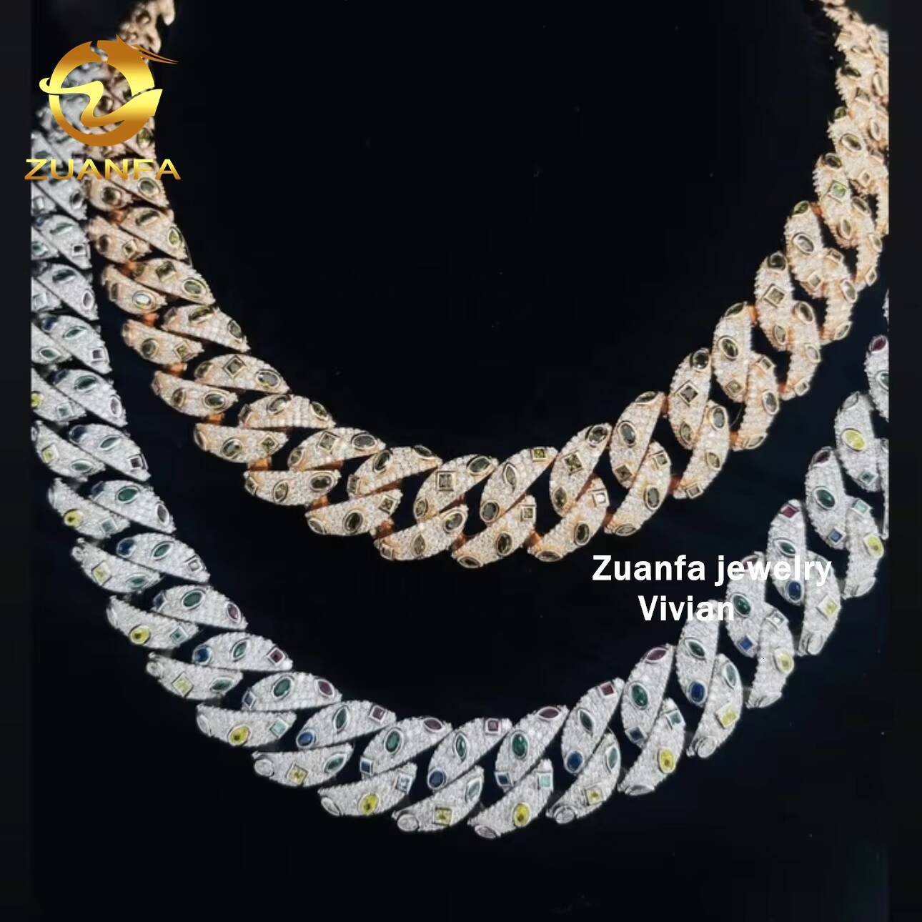 Sterling Silver 925 Moissanite Hip Hop Jewelry 18MM VVS Moissanite Diamond Cuban Link Moissanite Iced Out Necklace