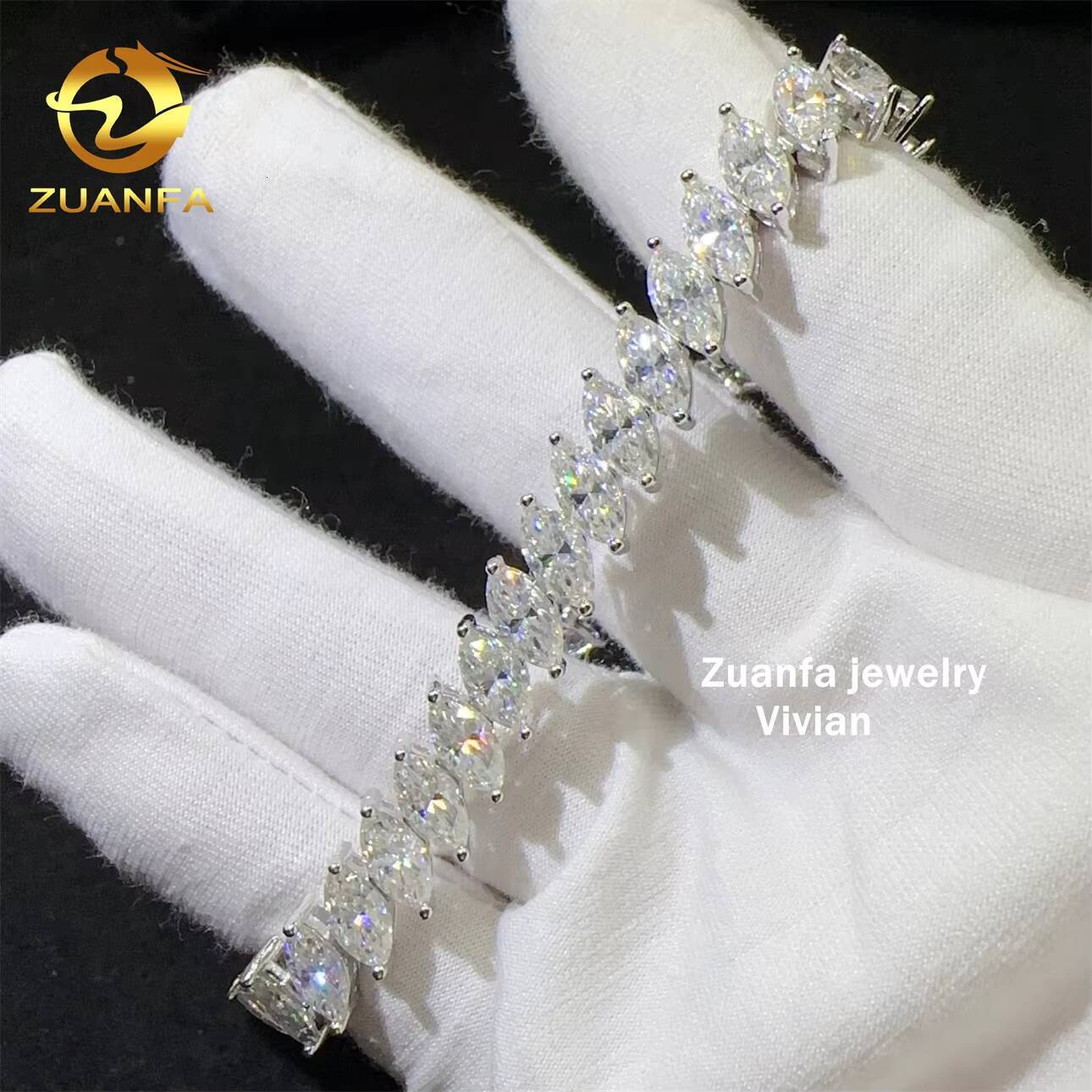 Hip Hop Jewelry Iced Out 8mm VVS Moissanite Diamond 925 Sterling Silver GRA Certified Tennis Chain Bracelet