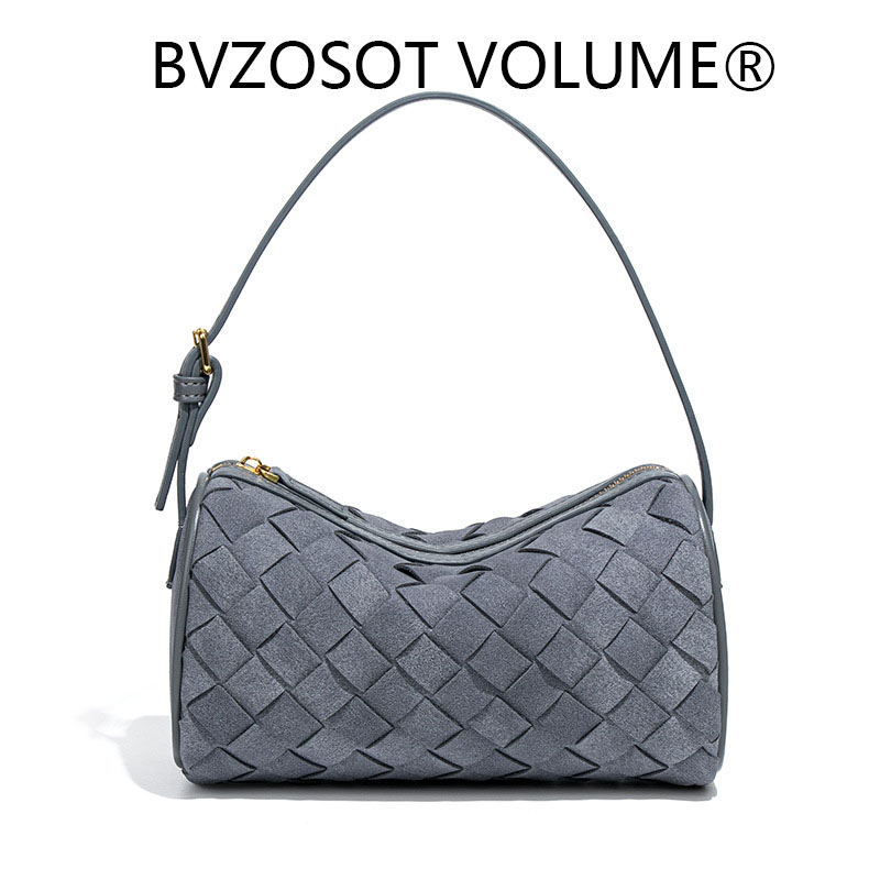 2025 new insstyle hand knitted bag niche design suede single shoulder underarm bag hand held cross body pillow shaped womens bag