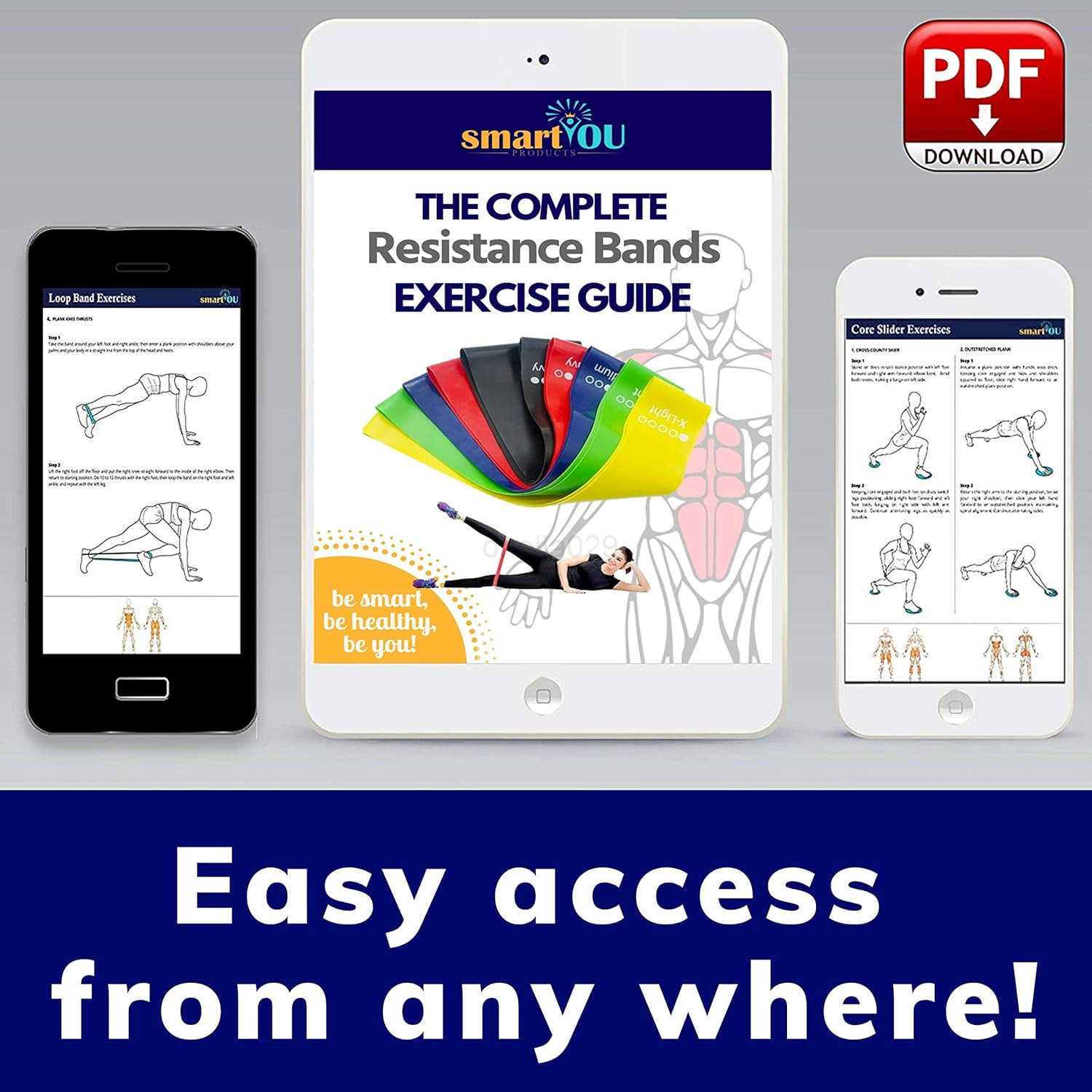 Resistance Bands Set of 5 Loop Exercise Bands for Legs Glutes Arms Core Fitness Yoga Pilates Crossfit Strength Training Physical Therapy with Carry Ba