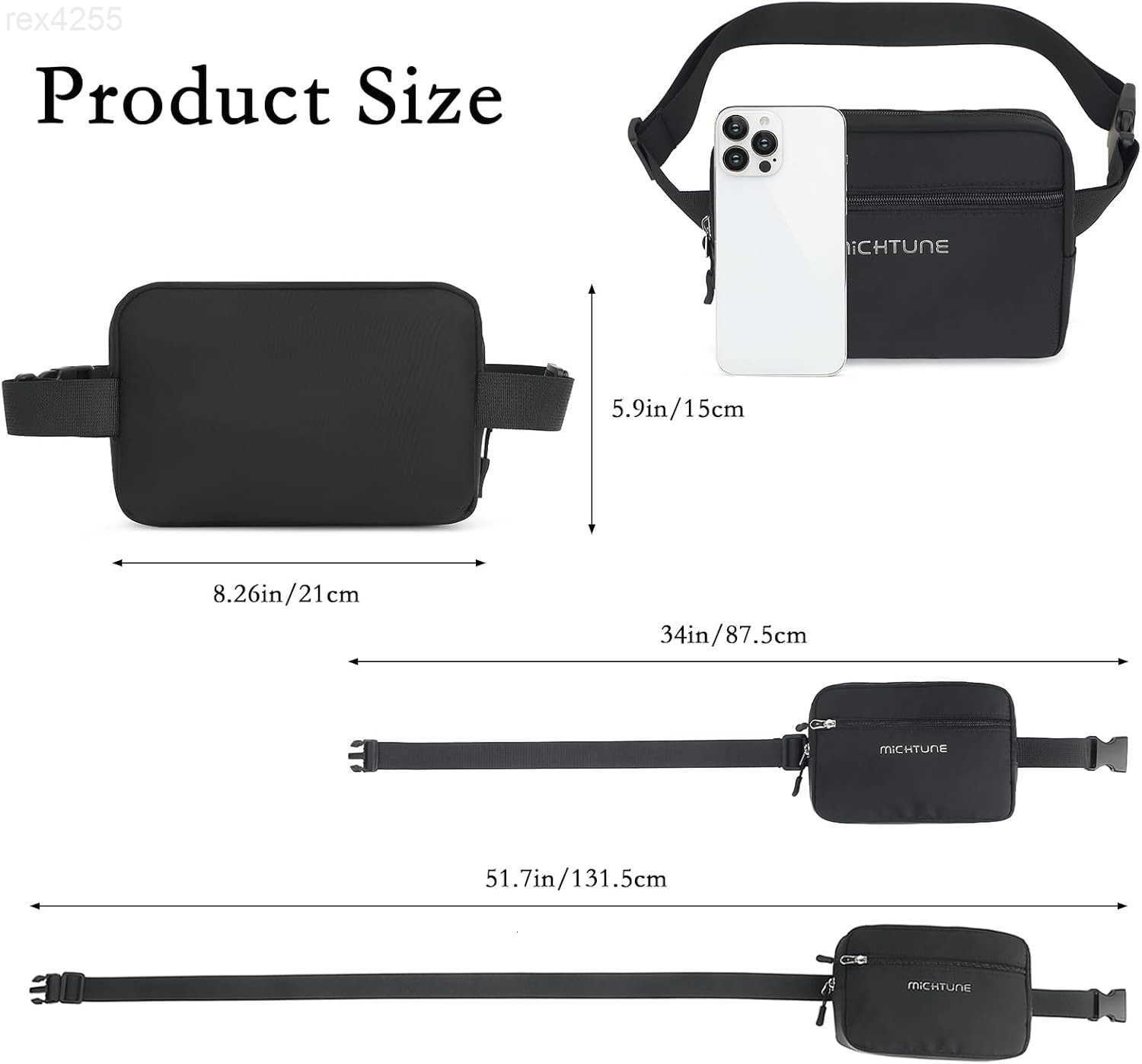 Bag Nylon Cross Body Fanny Pack for Women MenWaterproof Fashion Waist PacksCrossbody Bags with Adjustable Strap BlackW250912