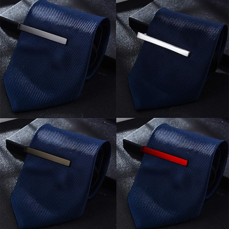 6 Pcs Tie Clips Set Men Tie Bar Clip Set Regular Skinny Ties Necktie Wedding Business Clips for Men