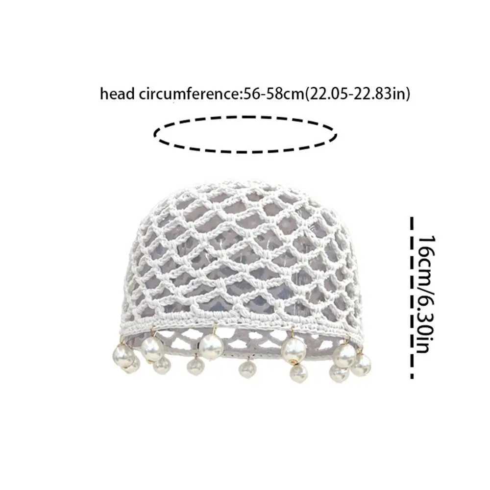 Round Beads Crochet Hollow Tassels Knitted Hat Hollow Out Bohian Sty Knit Beanies Korean Handmade Ethnic Sty Hat G250910