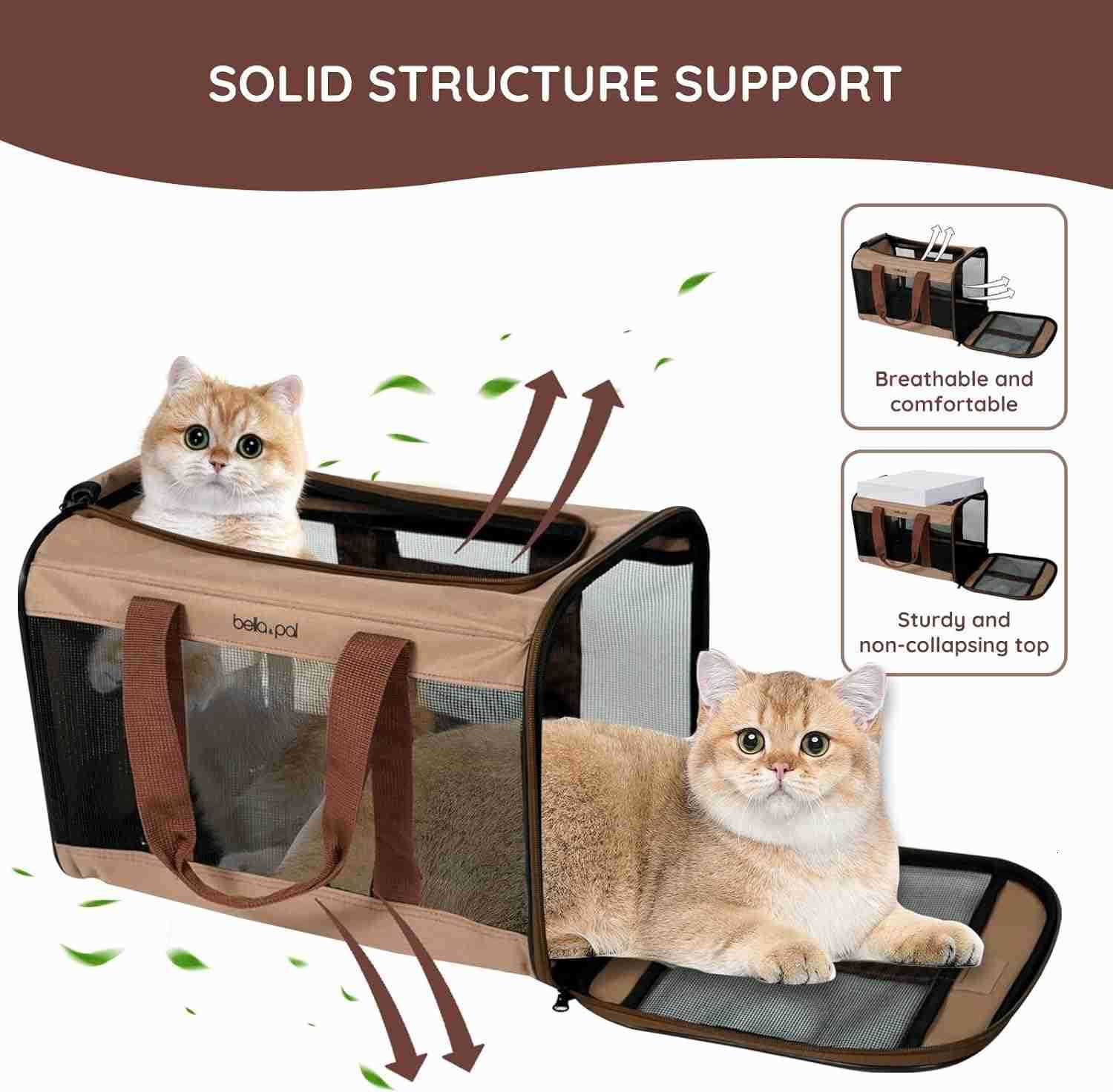 Cat Carrier Travel Bag Airline Approved Lightweight Cat Carrier Soft Sided Pet Carrier for Puppy Dogs Up to 18lbs Collapsible Kitten Bag with Removabl