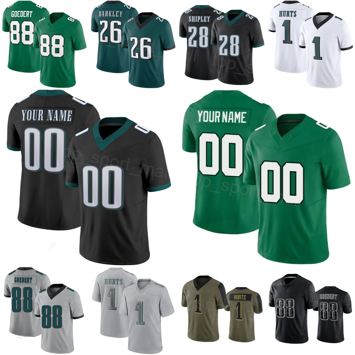 25-26 Men Football 1 Jalen Hurts Jerseys Women Kids 26 Saquon Barkley 28 Will Shipley 29 AJ Dillon 2 Jahan Dotson 88 Goedert Salute To Service Color Rush Sport LaoYing