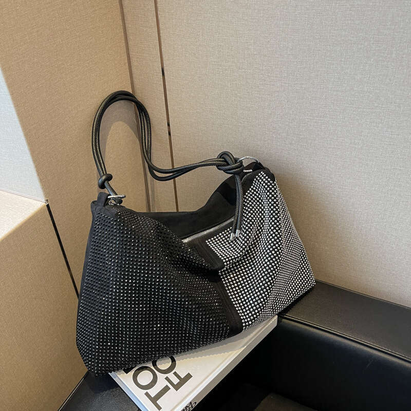 Designer Bags New Women's with Rhinestones Trendy Silver Sparkling Diamonds Large Capacity Shoulder Handbag Underarm King Bag for Women