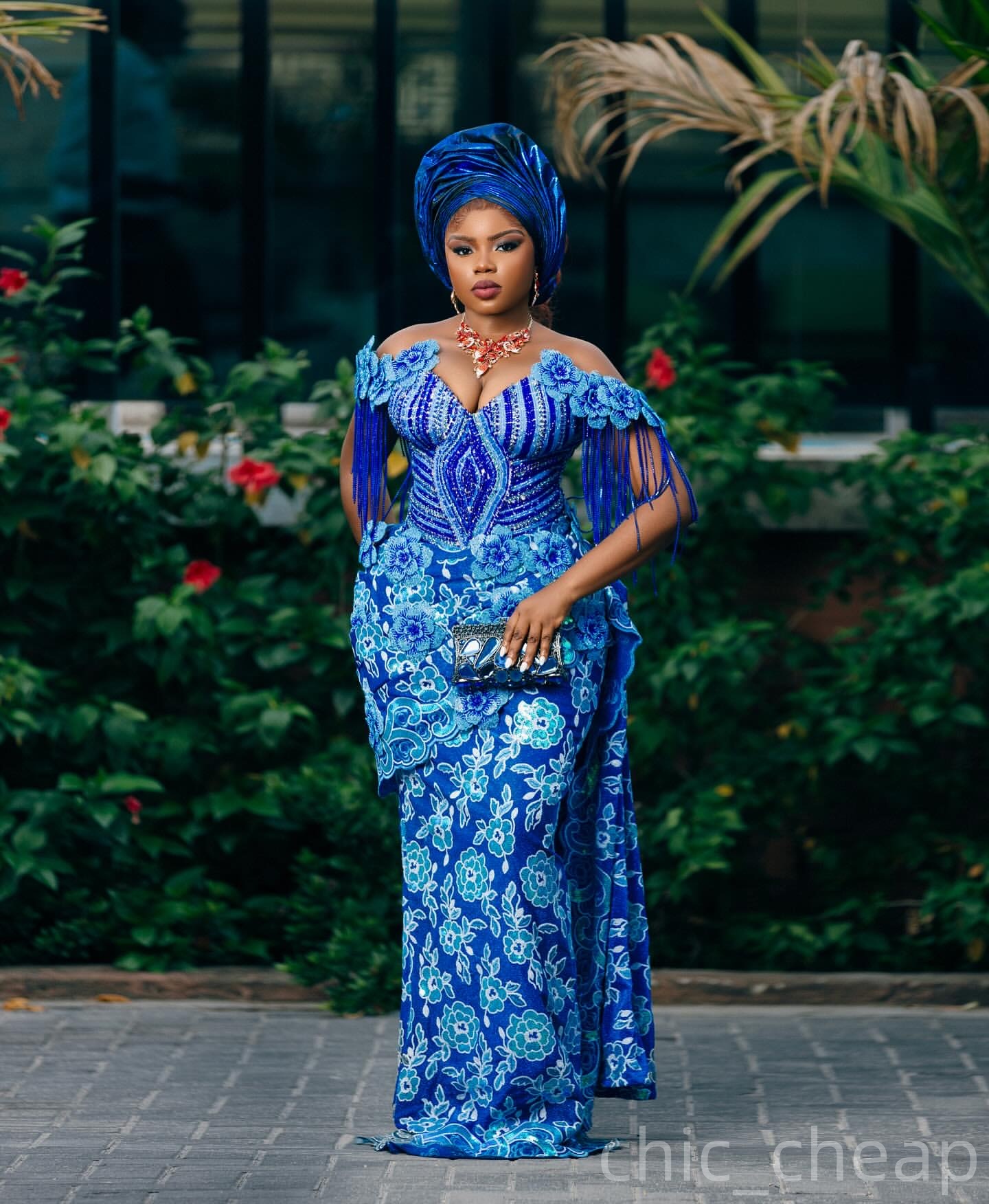 Aso Ebi Blue Sheath Prom Dresses 2025 Flowers Beaded Sequined Evening Formal Party Second Birthday Engagement Gowns Plus Size Dress For Special Occasi