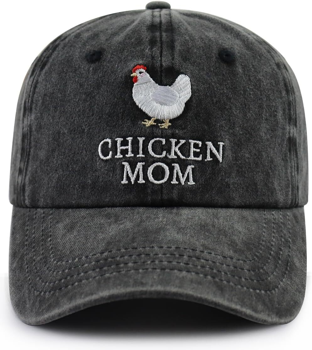 Mom and Chicken Dad Hat for Women Men, Funny Adjustable Cotton Embroidered Farm Hen Lovers Baseball Cap